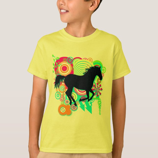 Camiseta Chicas que galopan la silueta del caballo (Anverso)
