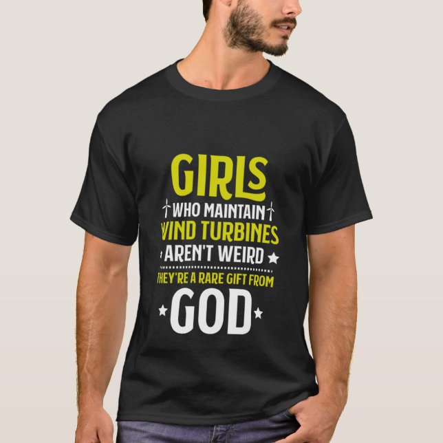 Camiseta Chicas que mantienen la tecnología de turbinas eól (Anverso)