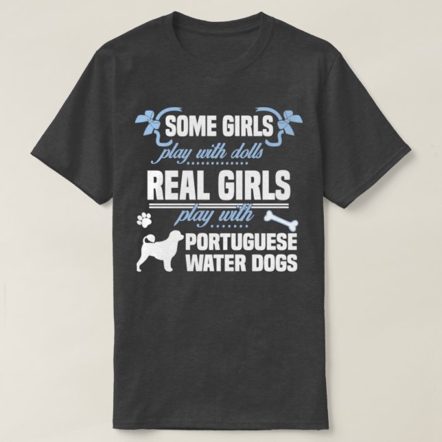 Camiseta Chicas Reales Juegan Con Perros De Agua Portuguese (Diseño del anverso)