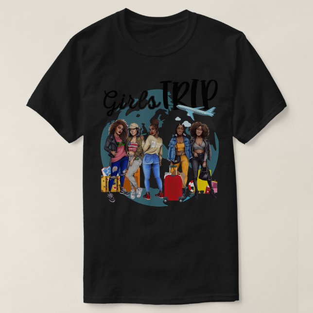 Camiseta Chicas recorren a la reina Melanin, afroamericana (Diseño del anverso)