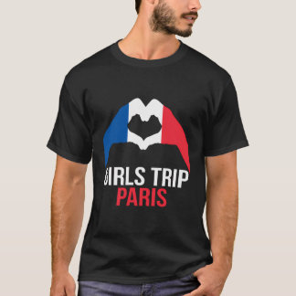 Camiseta Chicas recorren París Corazón de Amor Bandera de F