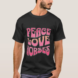 Camiseta Chicas Retro Caballo Paz Amor Caballos Onda Rosa