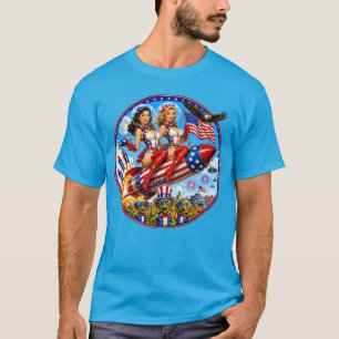 Camiseta Chicas Retro Cohete USA