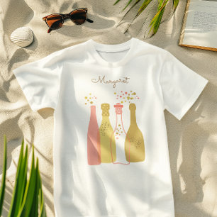 Camiseta Chicas Retro De Champagne De Noche A La Luz