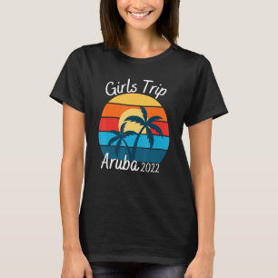Camiseta Chicas Retro Sunset Beach Viajan Aruba 2022 Verano