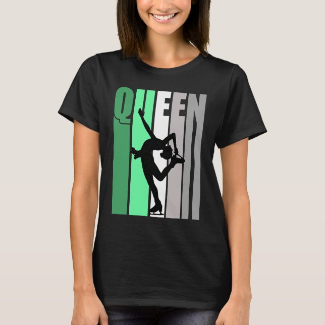 Camiseta Chicas Retro Verde Reina del patinaje sobre hielo  (Anverso)