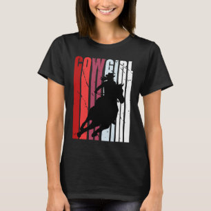 Camiseta Chicas Rodeo Rojo Caballo en bici Cumpleaños Retro