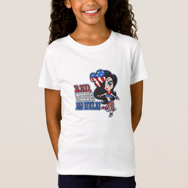 Camiseta Chicas rojos, blancos y hula patrióticos (Anverso)