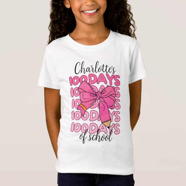 Camiseta Chicas rosas curas 100 días de remolino de lápiz e (Anverso)