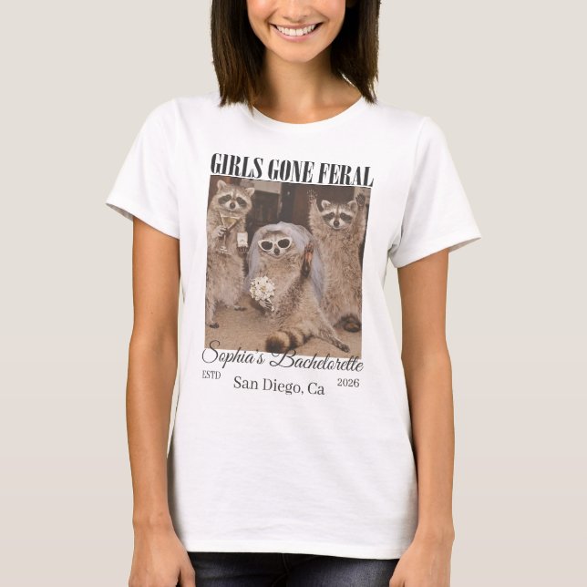 Camiseta Chicas Salvajes Foto de Mapache Despedida de Solte (Anverso)