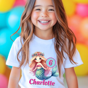 Camiseta Chicas Sirena edad y nombre cumpleaños