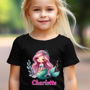 Camiseta Chicas Sirena nombre personalizado negro