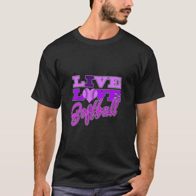 Camiseta Chicas Softball Live Love All Purple Gift Great Te (Anverso)