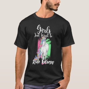 Camiseta Chicas Solo Quieren Montar Caballos Unicornio