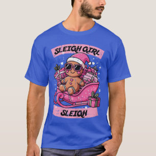 Camiseta Chicas Trineo Rosa Pan de Jengibre Navidad