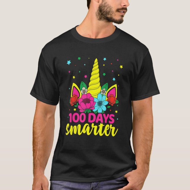Camiseta Chicas Unicornio 100 Días Más Inteligentes 100º Dí (Anverso)