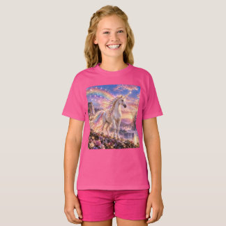 Camiseta Chicas Unicornio Arcoíris Encantado Rosa