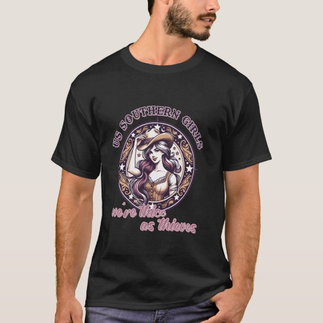 Camiseta Chicas vaqueras sureñas Texas occidental retro vin (Anverso)