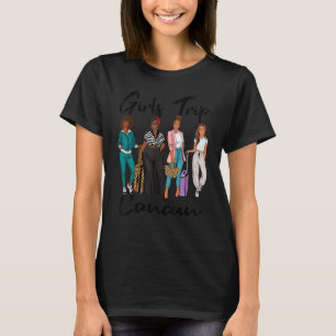 Camiseta Chicas viajan a Cancún por vacaciones de negros me