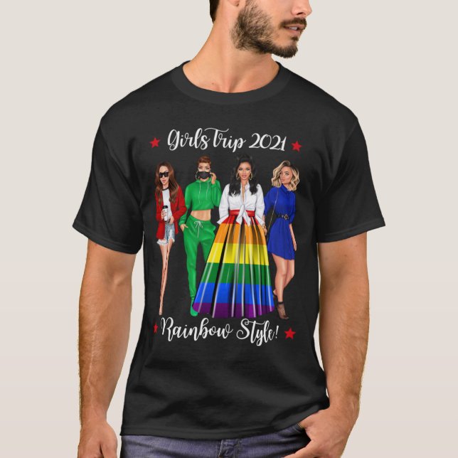 Camiseta Chicas viajan de vacaciones LGBTQ Gay Lesbiana Hen (Anverso)