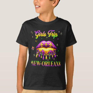 Camiseta Chicas Viajar Nueva Orleans Mardi Gras Lips Beads 