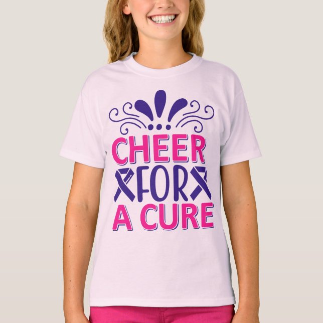 Camiseta Chicas vitorean por una cura rosa y morado (Anverso)