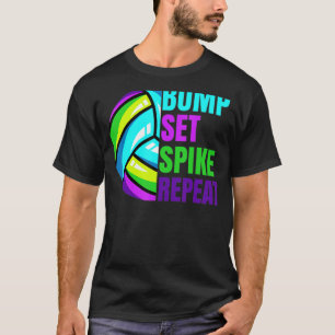Camiseta Chicas Voleibol Bump Set Spike Repetir. Azul púrpu