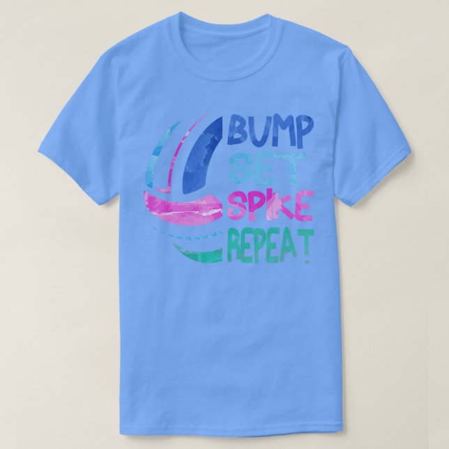 Camiseta Chicas Voleibol Bump Set Spike Repetir Blue Purple (Diseño del anverso)
