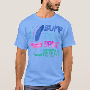 Camiseta Chicas Voleibol Bump Set Spike Repetir Blue Purple