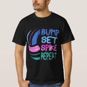 Camiseta Chicas Voleibol Bump Set Spike Repetir Blue Purple