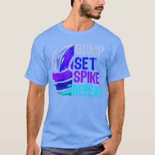 Camiseta Chicas Voleibol Bump Set Spike Repetir Blue Purple