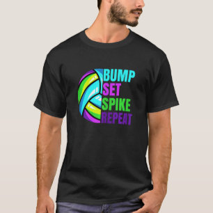 Camiseta Chicas Voleibol Bump Set Spike Repetir Blue Purple