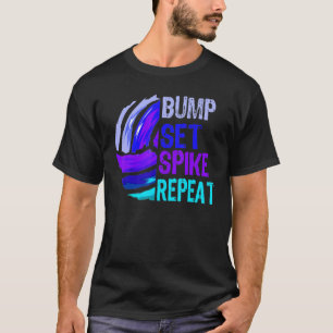 Camiseta Chicas Voleibol Bump Set Spike Repetir Blue Purple
