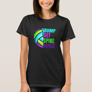 Camiseta Chicas Voleibol Bump Set Spike Repetir Blue Purple