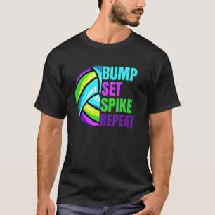 Camiseta Chicas Voleibol Bump Set Spike Repetir Blue Purple