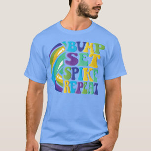 Camiseta Chicas Voleibol Bump Set Spike Repetir el azul ver