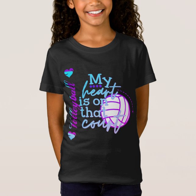 Camiseta Chicas Volleyball My Heart está en esa corte (Anverso)