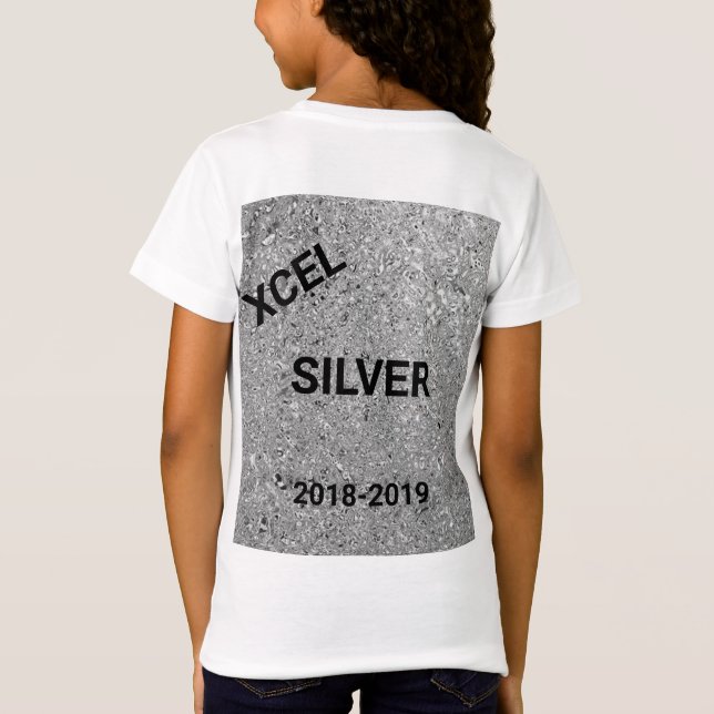 Camiseta Chicas Xcel Silver Personalizado de gimnasia camis (Reverso)