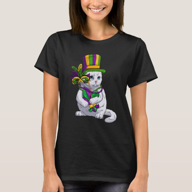 Camiseta Chicas Y Mujeres Del Gato Mardi Gras (Anverso)