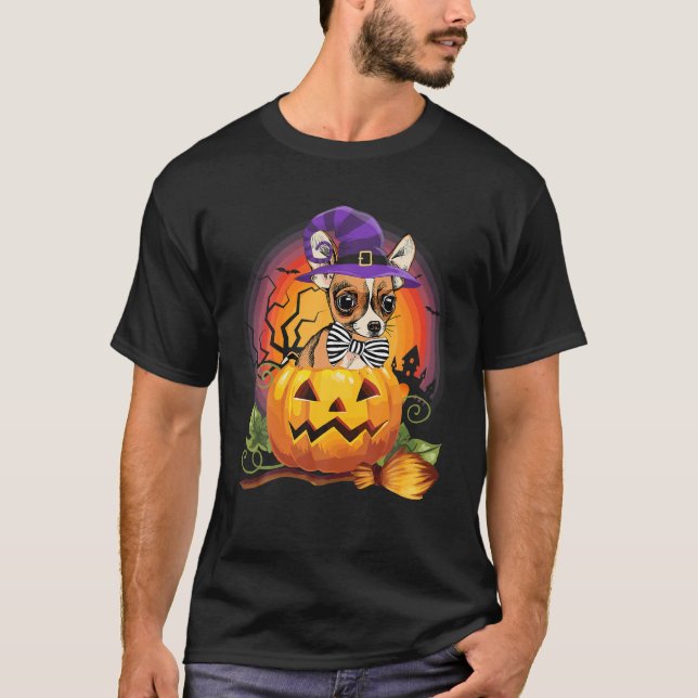 Camiseta Chichahuahua Calabaza Halloween Perro Lover (Anverso)