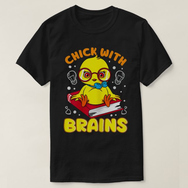 Camiseta Chick con cerebro Gracioso Inteligente Sarcástico (Diseño del anverso)