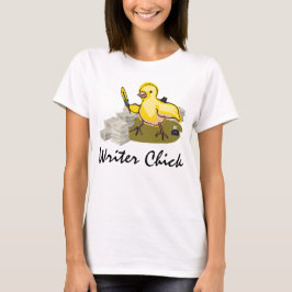 Camiseta Chick escritor con papel, píldora de plumas y tint