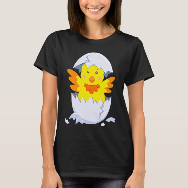 Camiseta Chick hatches out of egg chicken chick with egg sh (Anverso)