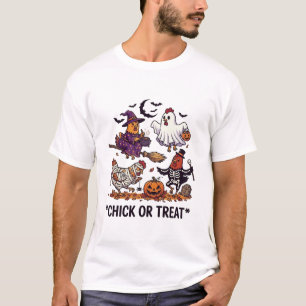 Camiseta Chick Or Treat Haloween Pollitos Bruja Fantasma Ca