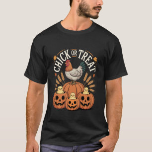 Camiseta Chick or Treat Lindo Tema de Halloween Pollo Pumpk