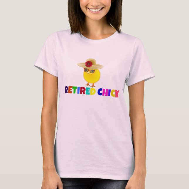 Camiseta Chick retirado, letras coloridas (Anverso)