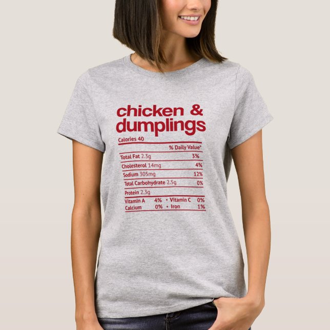 Camiseta Chicken and Dumplings Nutrition Fact Thanksgiving (Anverso)