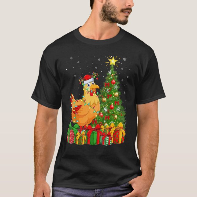 Camiseta Chicken Bird   Xmas Holiday Santa Chicken Christma (Anverso)