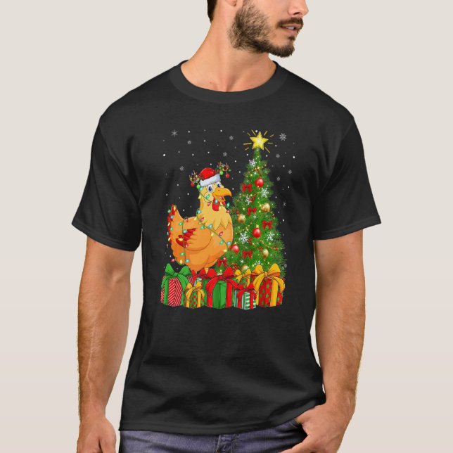 Camiseta Chicken Bird  Xmas Holiday Santa Chicken Christmas (Anverso)