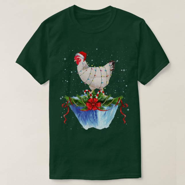 Camiseta Chicken Christmas Lights Xmas Funny  (Diseño del anverso)